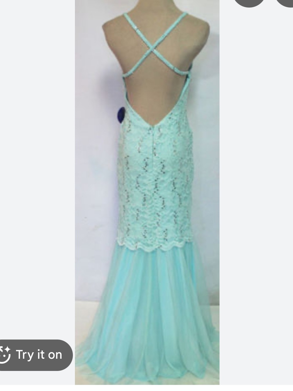 Stunning Mint Green Lace & Tulle Mermaid Gown by Morgan & Co. size 3